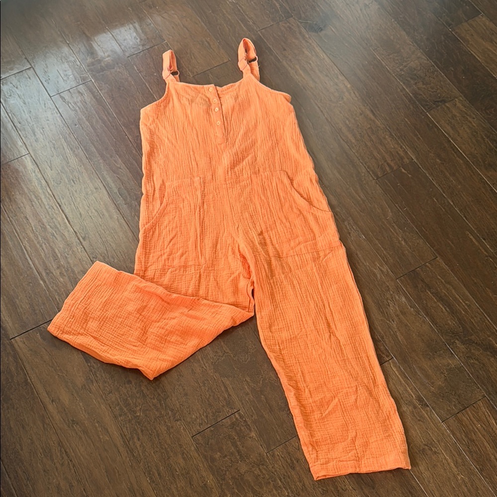 Serra Orange Sleeveless Jumpsuit with Wide-Leg Pants